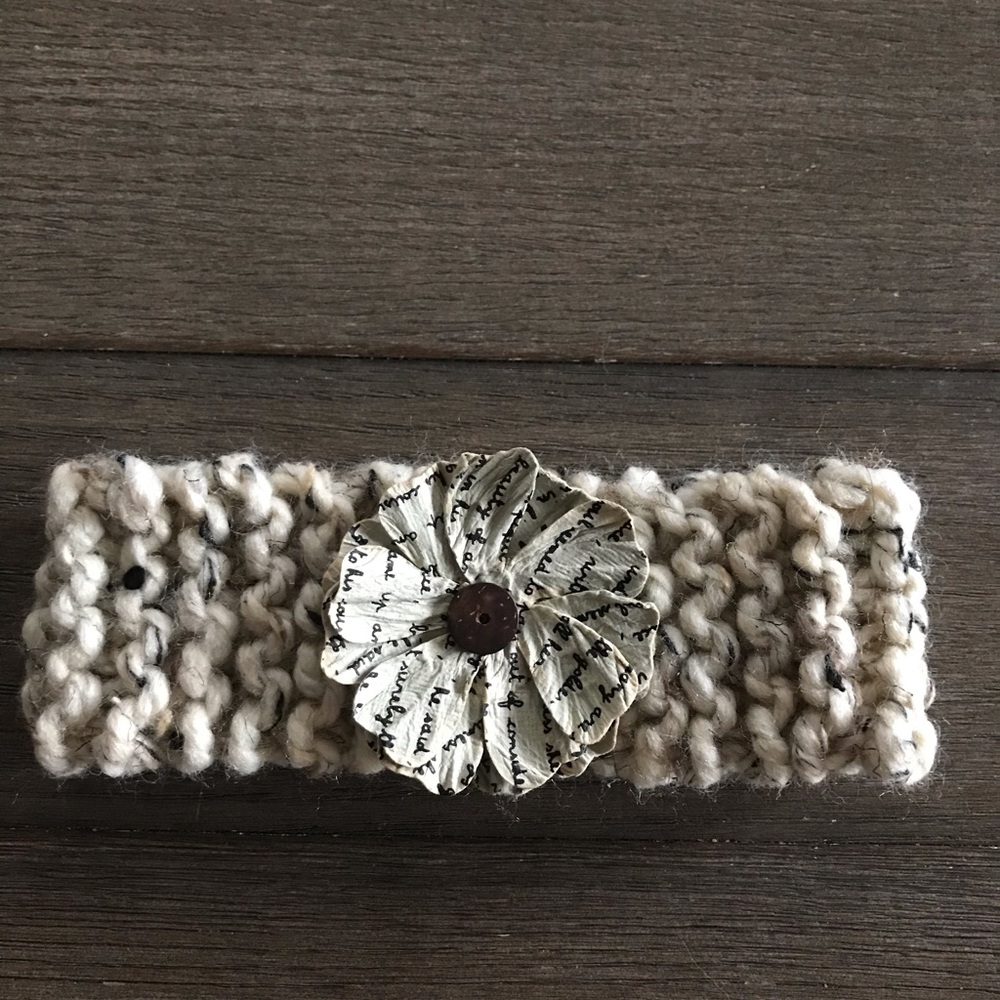 Hand knitted headband Made with Bernat plush yarn